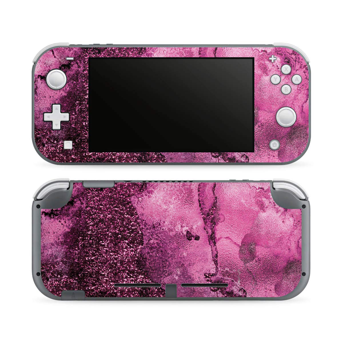 DeinDesign Autocollant Compatible avec Nintendo Switch Lite Sticker Film Autocollant Rose Marbre Paillettes Look