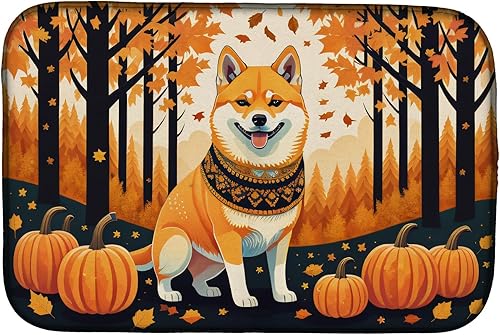 Caroline's Treasures DAC1072DDM Shiba Inu - Tapete de secado de platos absorbente para encimera de cocina, tapete escurridor de platos para SHIBA