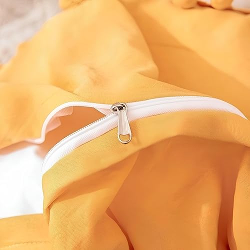 Miniatura 2 de INDACORIFY Juego de funda de edredón color amarillo mostaza con pompones, de algodón, estilo bohemio, 100 % algodón, lavado, tamaño Queen (doble, 80