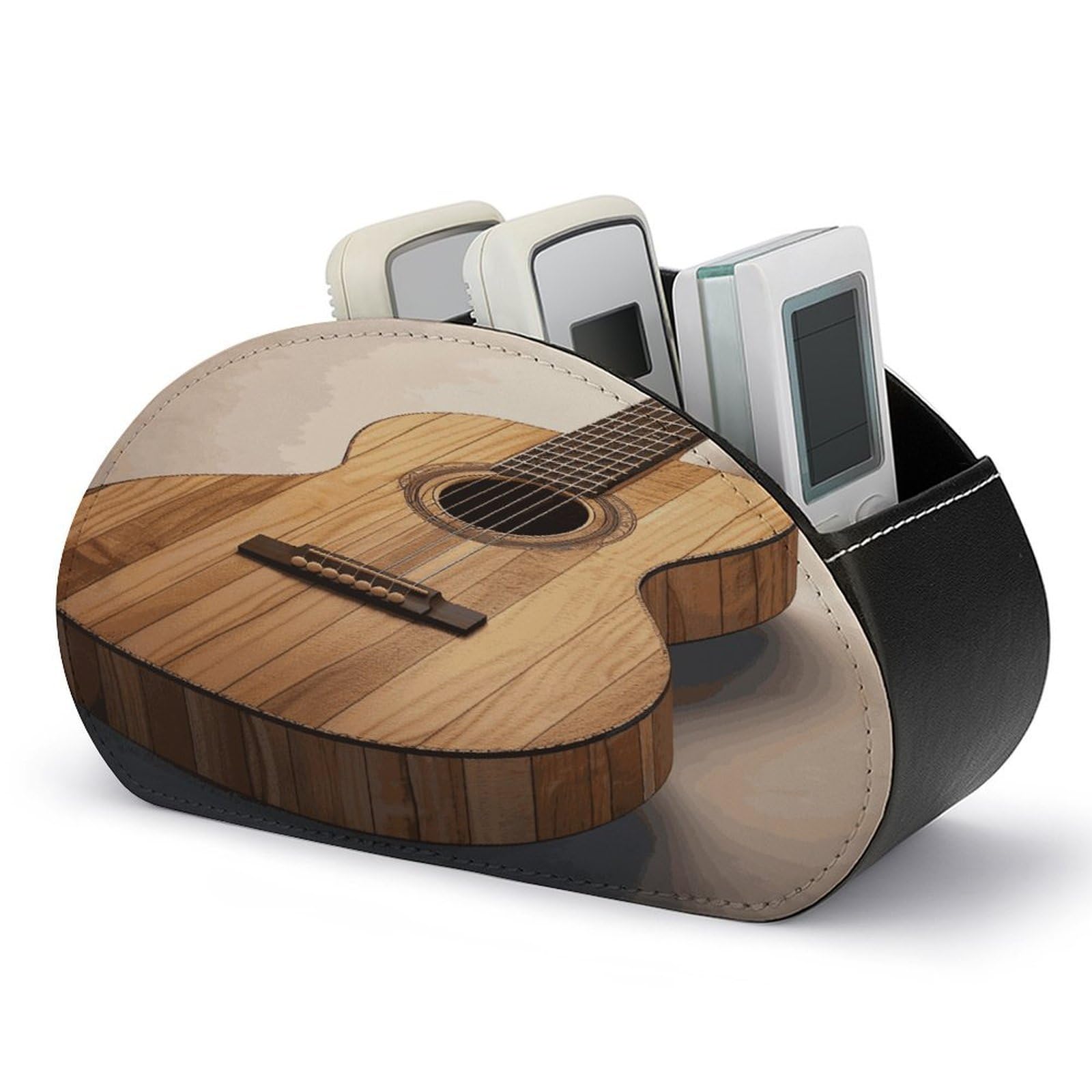 Btcowzrv Style Guitar Wooden Remote Control Holder With 5 Compartments