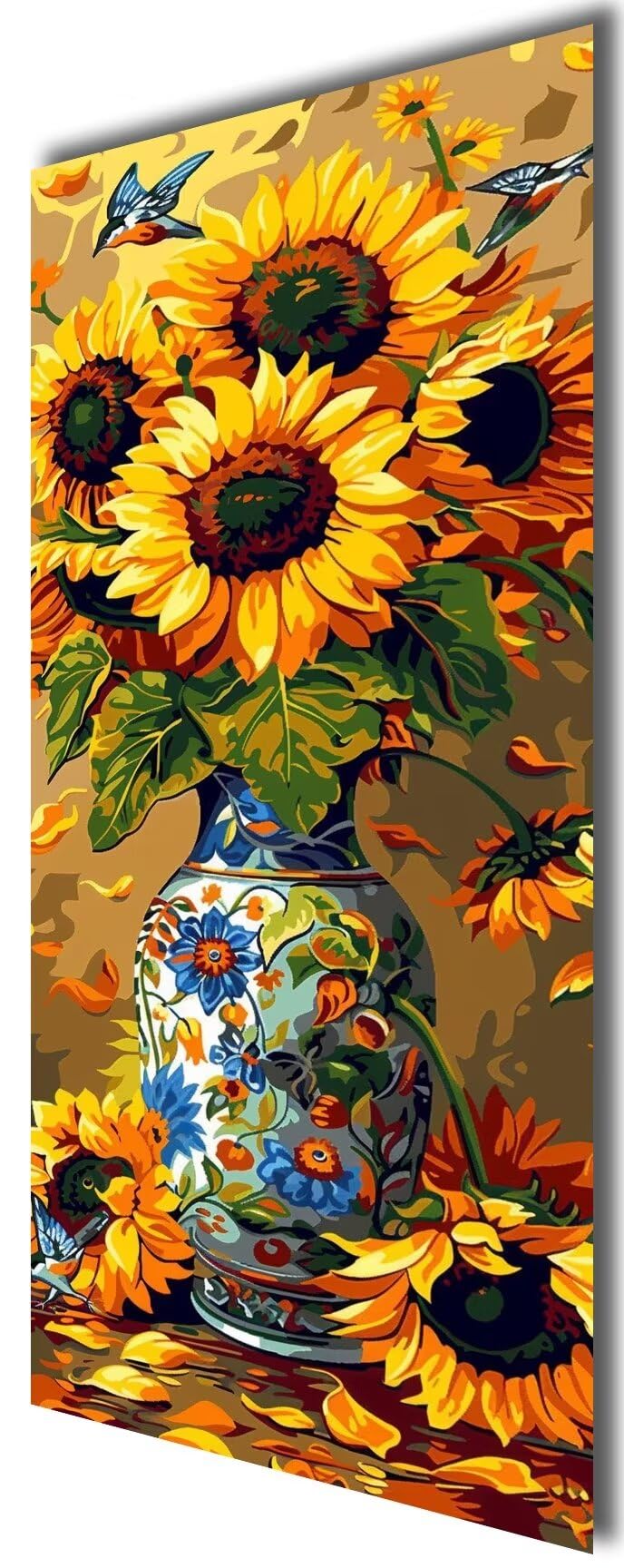 Pintar por Numeros Flor Girasol Pintar por Numeros Adultos 40x100cm Sin Marco,Lienzos Numerados para Pintar por Numeros Niños DIY Kit de Pintura por Numeros con 3 Pinceles,Hogar Decoración Regalo yf40