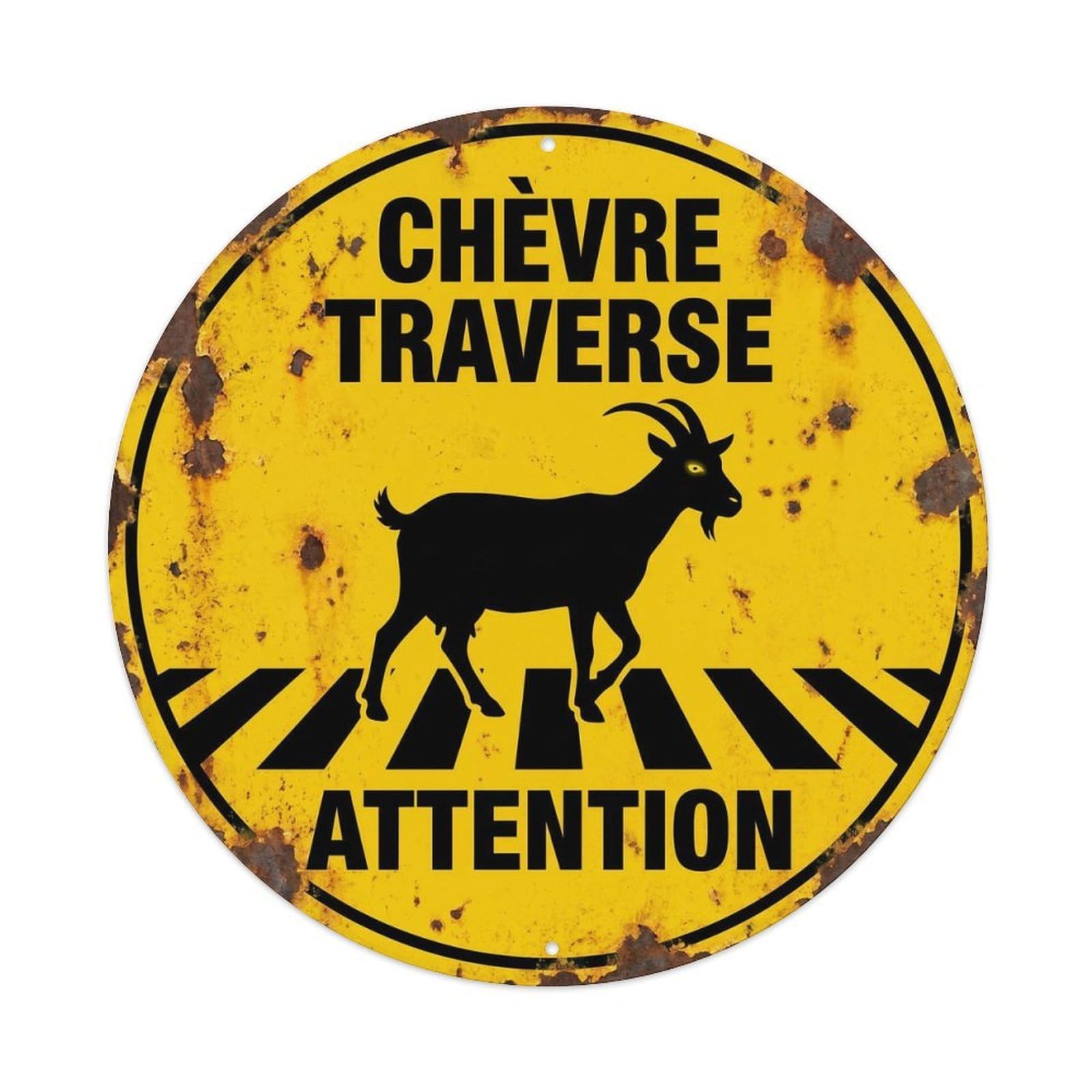 Goat Crossing Attention Vintage Metal Tin Sign