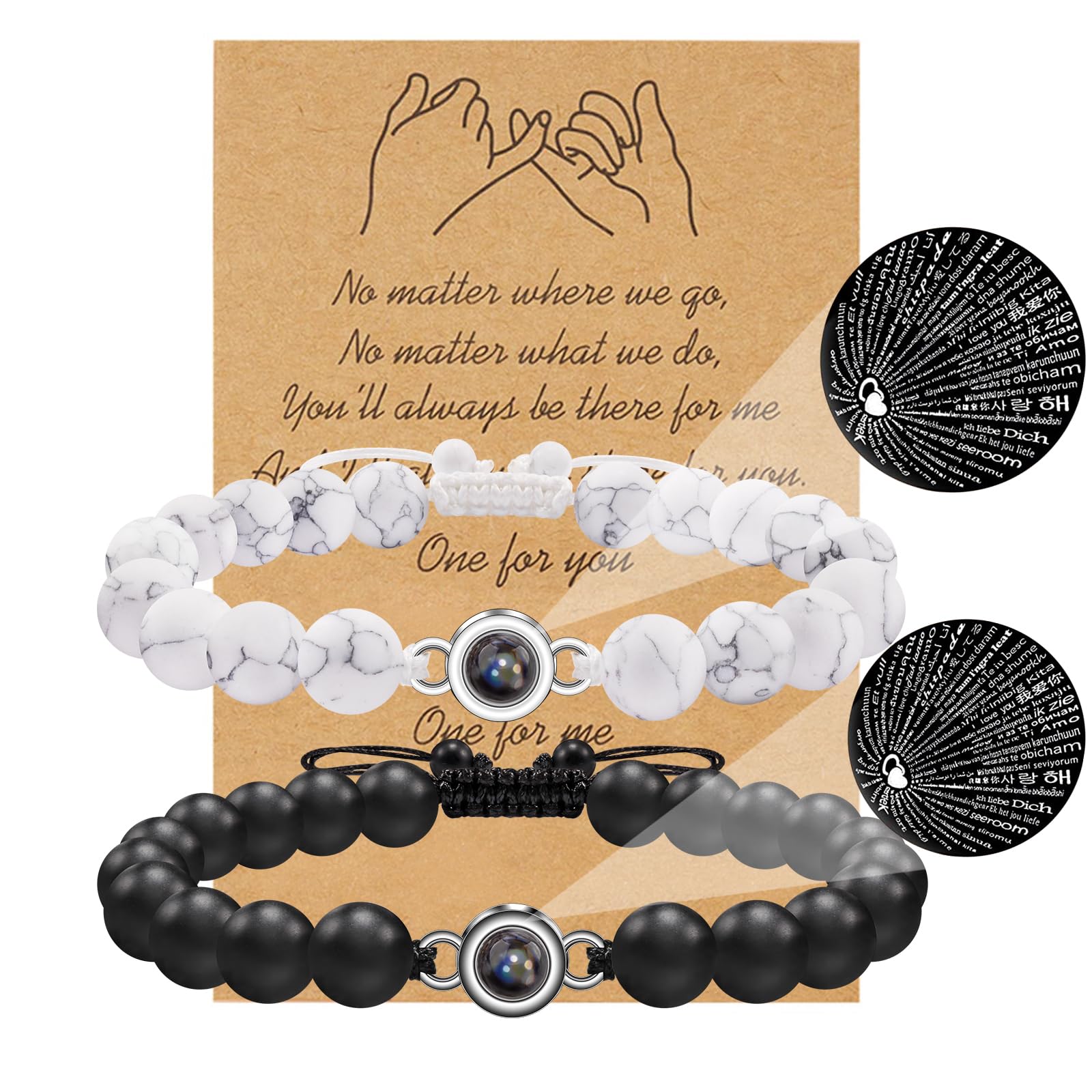 BOCHOI Pinky Promise Distance Matching Bracelets for Couples Best Friend
