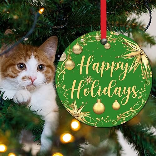 Miniatura 45 de Tree Decoration Ornaments Merry Christmas Y'all Holiday Present Ceramic Xmas Tree Ornament Gold Snowflake Ball Wreath Christmas Decorations Gift