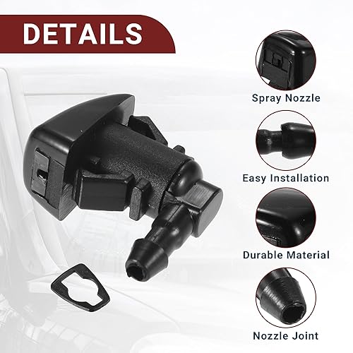 Miniatura 4 de Boquilla para limpiaparabrisas para Ford Edge Durable No.7T4Z17603A Boquilla pulverizadora para lavadora de parabrisas frontal negro con manguera y