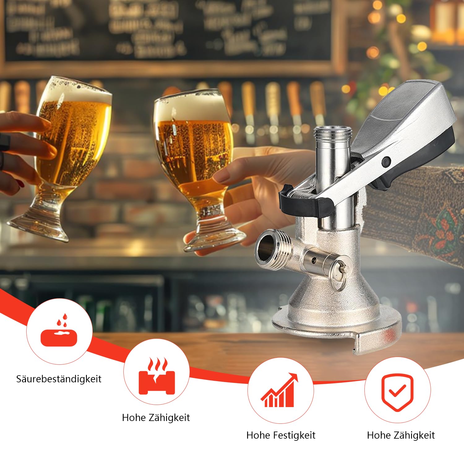 Tappo a becco tipo A, rubinetto piatto per birra, 5/8", in acciaio inox, con valvola di scarico della pressione per birra, vino e bibite