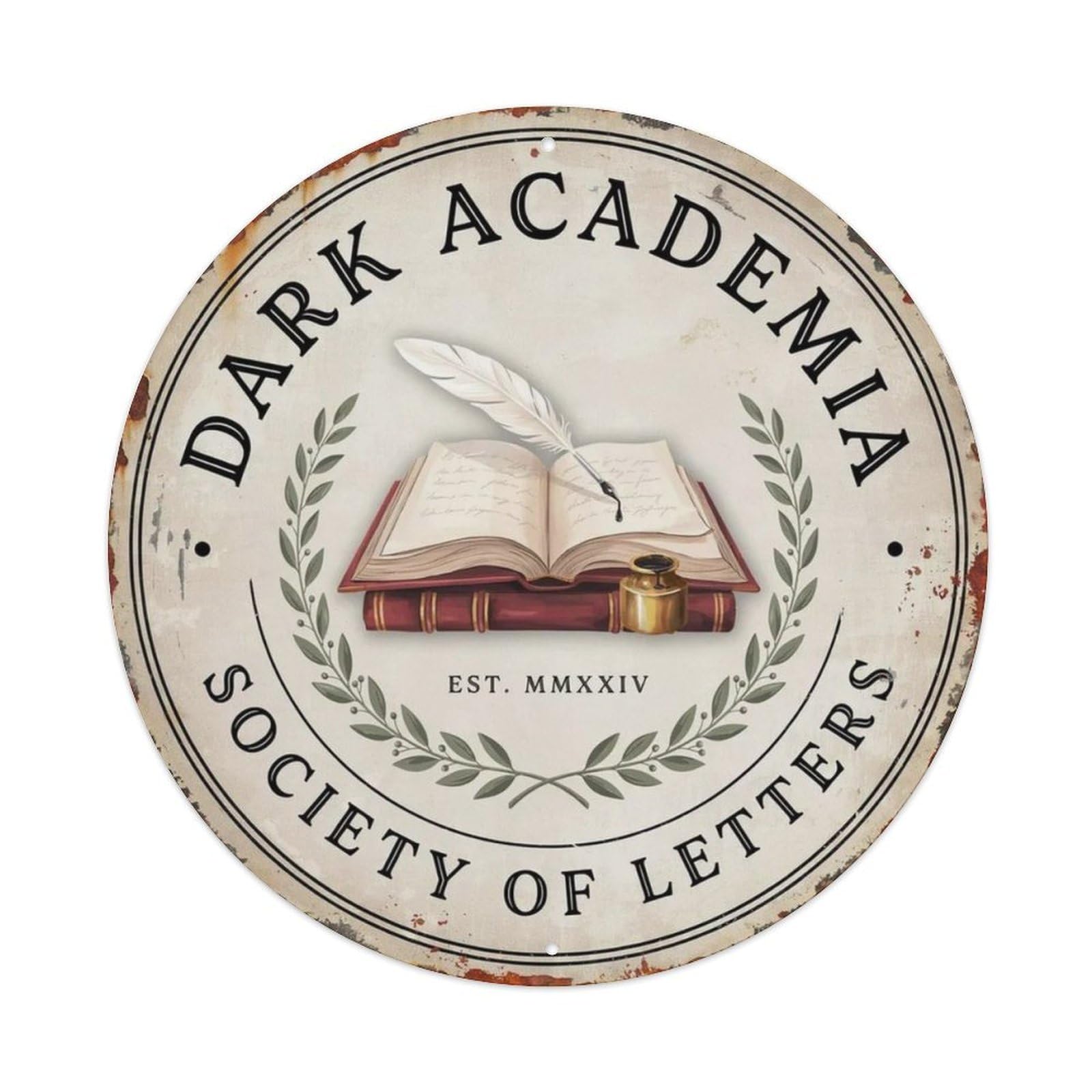 Dark Academia Metal Tin Sign Plaque