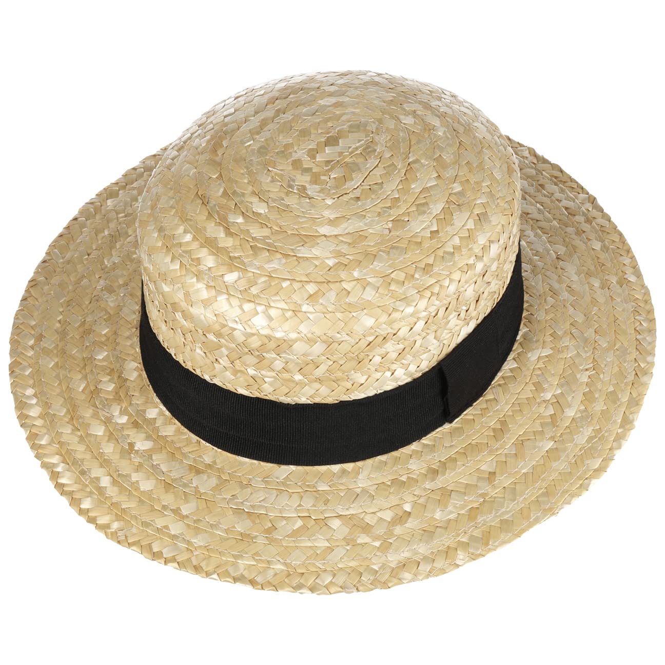 LIPODO Sombrero de Paja Beige Canotier 100% Paja de Trigo Fabricado en Italia Unisex Primavera Verano Cinta