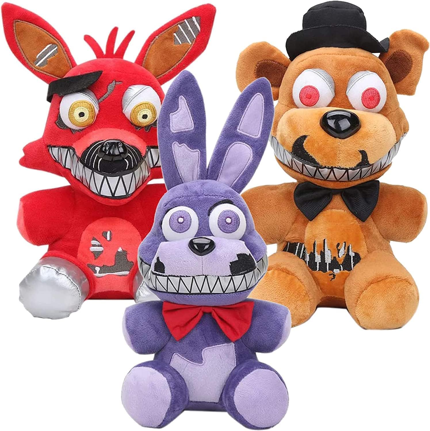 FNAF Plushies 18cm FNAF Plushies Set Animales de Peluche Juguetes de Peluche - Foxy The Pirate and Bonnie, Foxy Plush Bonnie Plush Christmas Stuffed Plush Kids Toy (B)