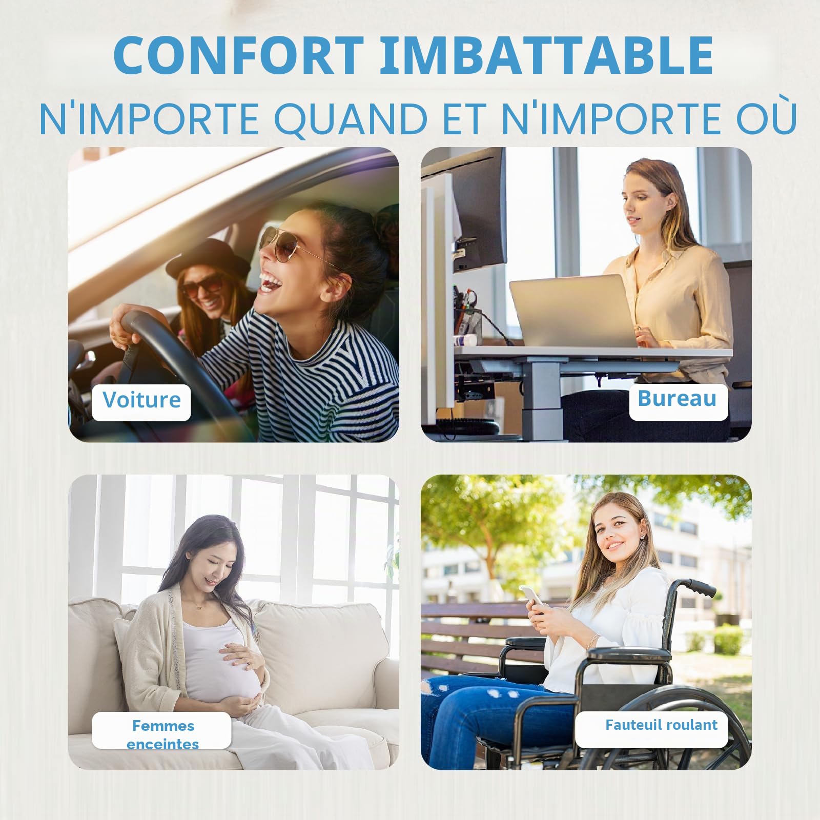 Lofty Aim Coussin Voiture, Support D’Assise Ergonomique, Assise Voiture Confort Longue Durée, Coussin Siège Auto pour Auto, Chaise de Bureau, Fauteuil Roulant - Noir