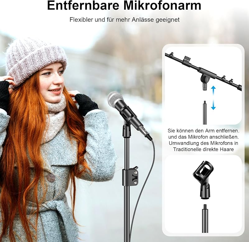 Stativ de microfon ZOMON cu trepied și braț telescopic, reglabil pe înălțime, robust, pentru voce și podcast, compatibil cu Blue Yeti, Shure SM58, SM48, Samson Q2U