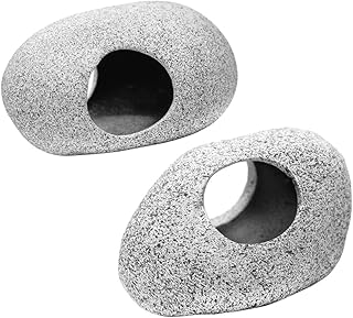 2 Peças De Pedra E Acessórios Tigela De Esconderijo De Rocha Pote Betta Quartos Empilháveis Caverna Jogando Pedras De Aquário Abrigo Ornamentos Decorações Lugar Tanque De Peixe