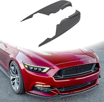 Front Bumper Vent Winglets Compatible With 2015-2017 Ford Mustang GT Ecoboost Accessories Modern Style Fog Light Lamp Splitters Canard Trim Cover Matte Black