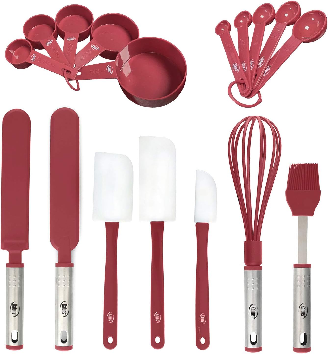 Silicone Spatula Set, 17 Piece Baking Utensils, Nylon and Stainless Steel, Non Stick and Heat Resistant Bakeware set New Baker's Gadget Tools Collection: Home & Kitchen