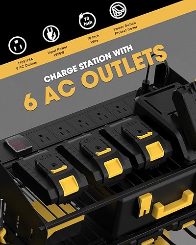 Miniatura 2 de WellMall Organizador de herramientas eléctricas con estación de carga de 3 capas de montaje en pared, organizador de herramientas eléctricas con