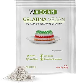 WVEGAN Gelatina Vegan Sem Sabor Agar Agar 20g - A Primeira Gelatina Vegana do Brasil - Sem Glúten, Sem Lactose, Sem Adição de Açúcares Neutra