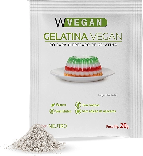 WVEGAN Gelatina Vegan Sem Sabor Agar Agar 20g - A Primeira Gelatina Vegana do Brasil - Sem Glúten, Sem Lactose, Sem Adição de Açúcares Neutra