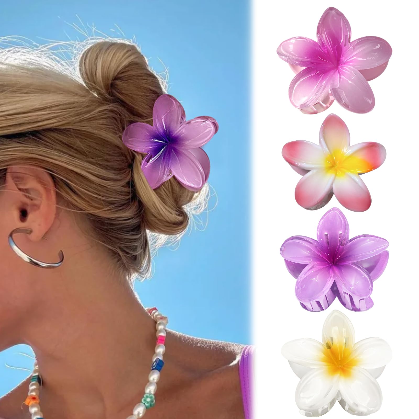 Acheter Pince à Cheveux Artificielle En Fleur De Lotus Violet, Couleur Bonbon, Transparente, En Forme D'œuf, Pour Le Bain, Accessoires Pour Cheveux, Pour Femmes