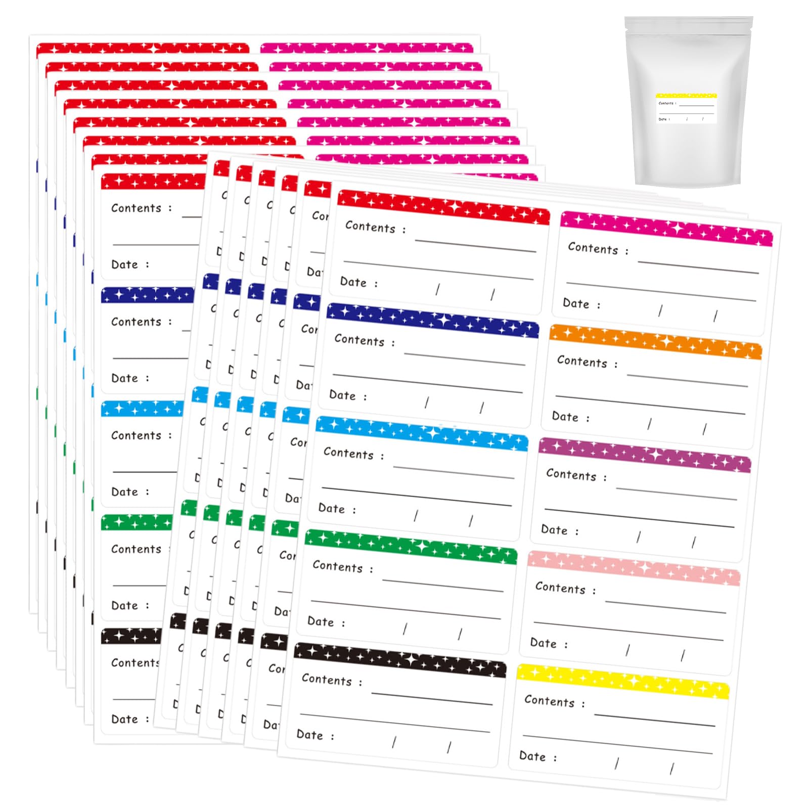 Huoflame Gefrieretiketten Selbstklebend Ablösbar 300 Stück - Bunte Klebeetiketten zum Beschriften 6x3cm - Wasserfeste Aufkleber für Gefrierdosen, Gläser, Lebensmittel, Küche, Tiefkühletiketten