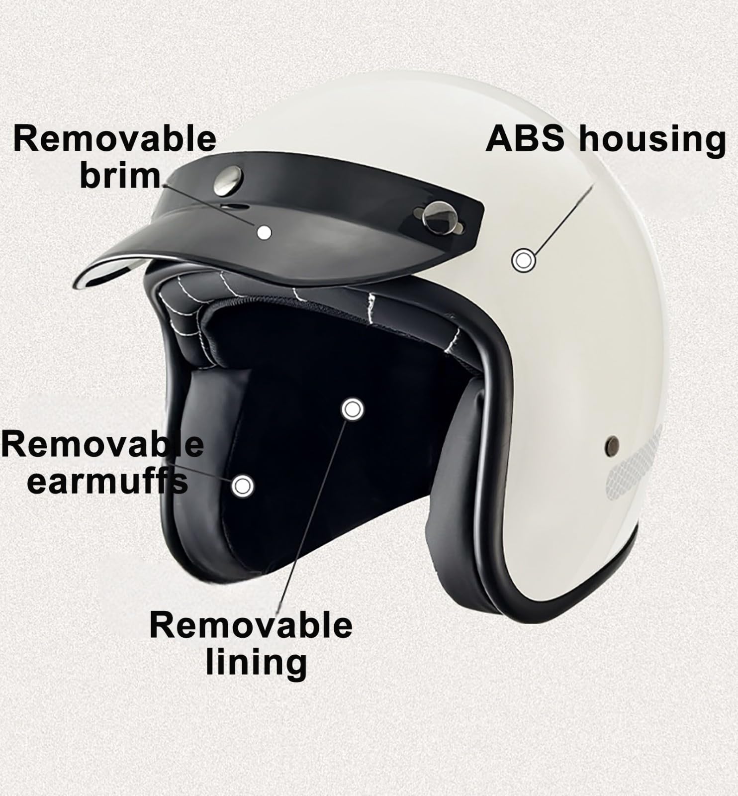 Kask motocyklowy otwarty typu jet, kask motocyklowy, certyfikat ECE 2206, cruiser, skuter, styl retro, męski i damski, B, M, 54–56 cm