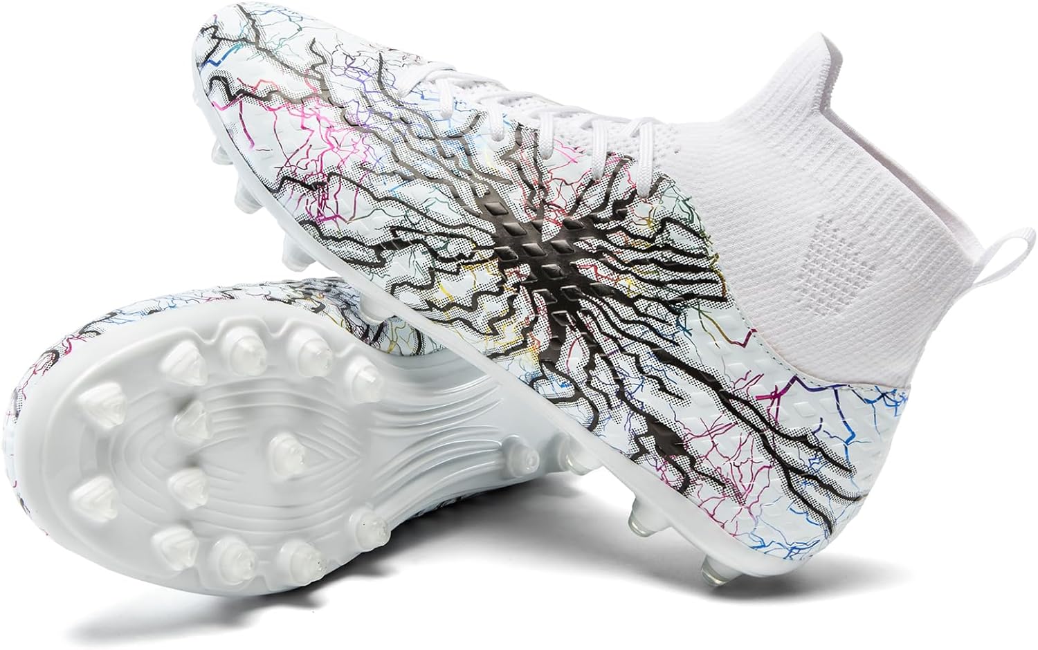 Kids Soccer Cleats Boys Girls Youth Firm Groud Cleats High Top Soccer Shoes Professional Athletic Outdoor Football Shoes for Little Kid/Big Kid - Image 3