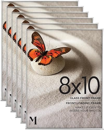 Mantello - Marco de acrílico transparente de 8 x 10 pulgadas, juego de 6 portarretratos de acrílico moderno, minimalista con carga frontal, soporte