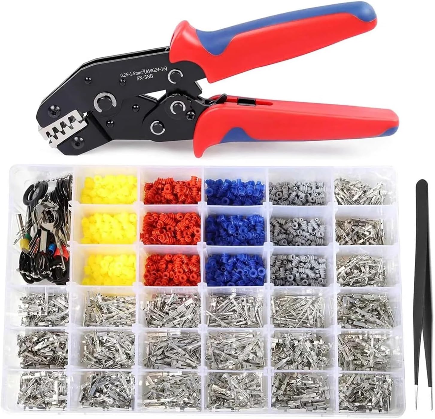 1/1.5/1.8/2.2/2.8/3.5mm Car Electrical Terminal pin Connector Wire Removal Non-Insulated Male Female Pin with Pin Removal(2291pcs)