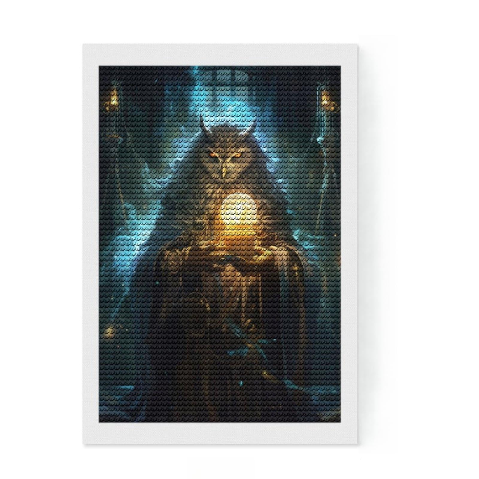 Junmoney Owl Time Wizard Full Drill Diamond Painting Kit 8"x12", Enjoyable At-Home Hobby, Creative Leisure Activity, Cosy Home Accent
