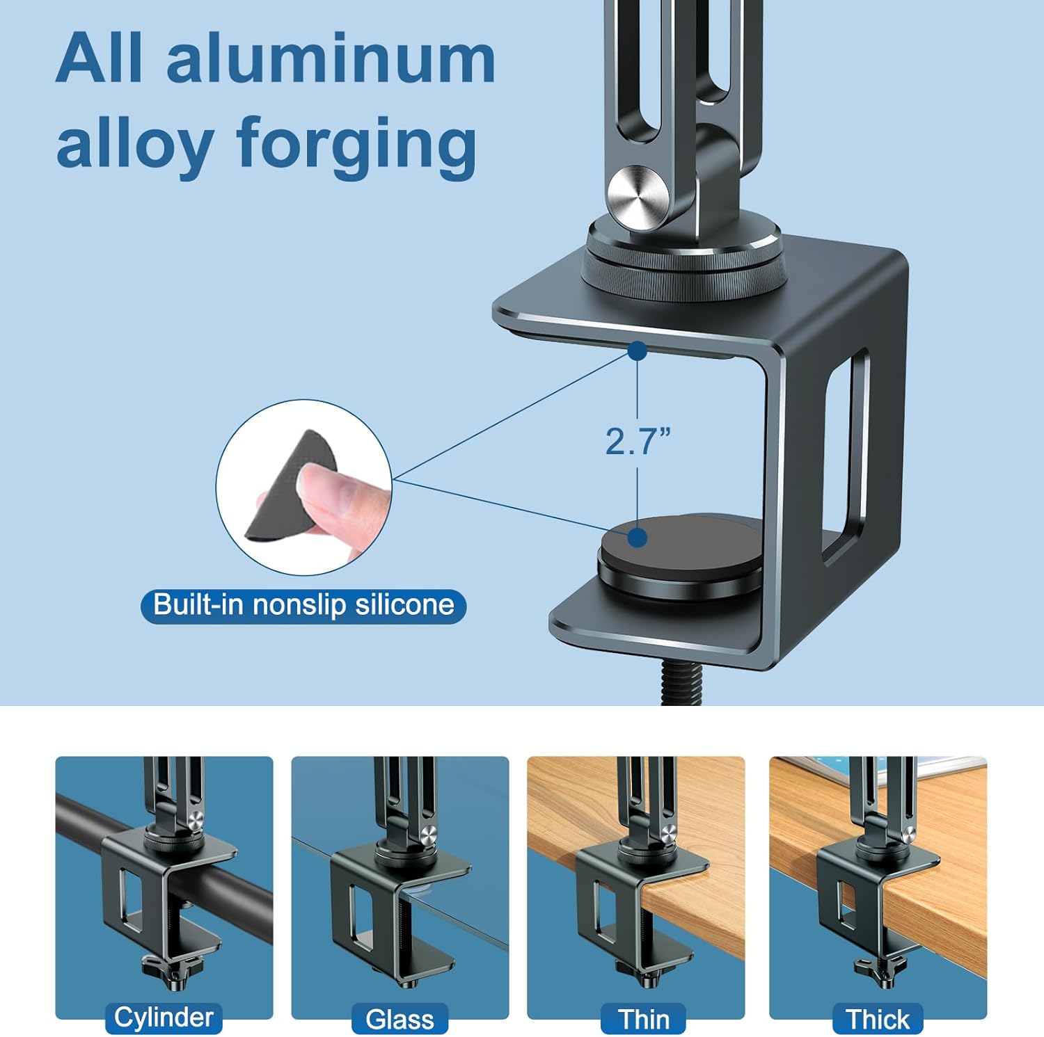 Laptop Mount for Desk, Tablet Arm Mount with 360° Rotating, Aluminum Laptop Tray Adjustable, Foldable Computer Stand/Holder, Fit for 11-15 Inch Laptops (Grayish Green) - Image 6