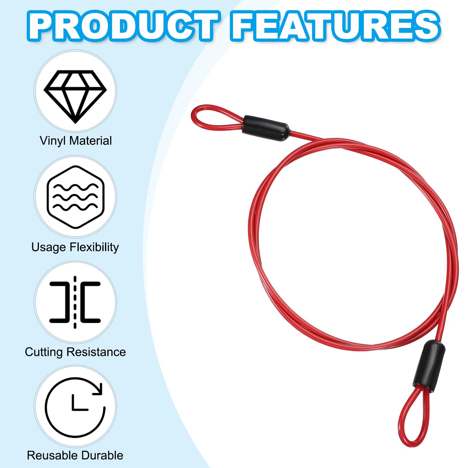 PATIKIL 5/32" Dia Vinyl Coated Stainless Steel Cable with Loops - Image 4