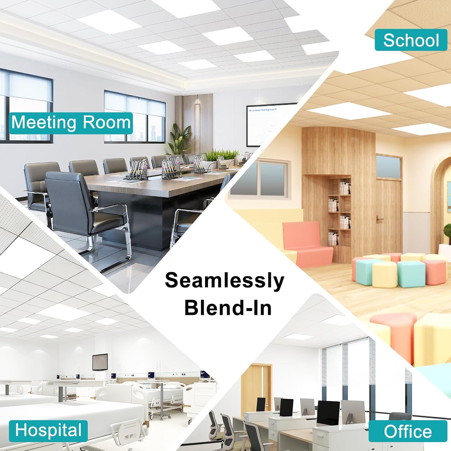 4-Pack 2x2 LED Flat Panel Light Drop Ceiling, 0-10V Dimmable, 3CCT Selectable (5000K 4000K 3000K) & 3 Wattage Switchable (40W 30W 20W), 100-277Vac, ETL & DLC