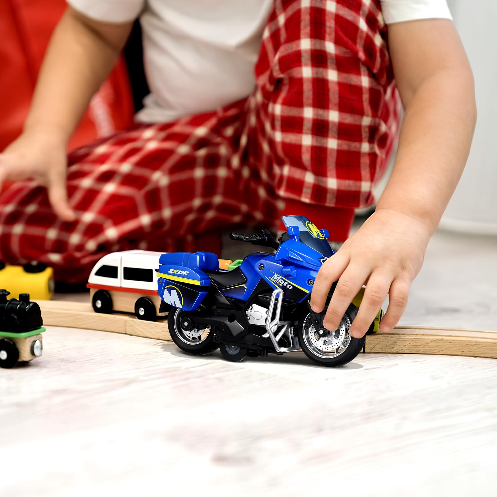 TOYANDONA Jouets de moto électrique pour enfants avec sons et lumières, jouet à friction pour enfants à partir de 3 ans, fournitures de fête d'anniversaire et de Noël