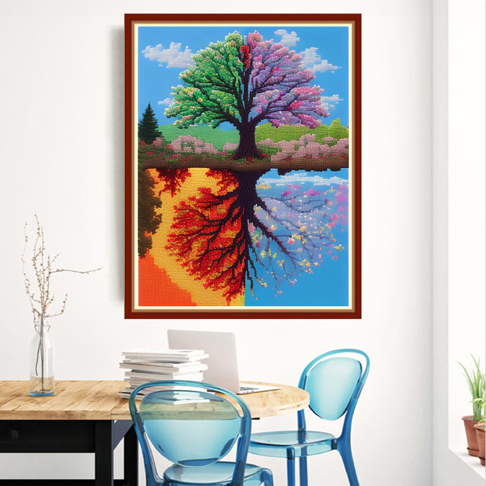 Redxing Stamped Cross Stitch Kits Embroidery kit for Beginners Adults Full Range of Embroidery Patterns Starter Kits DIY Printed Cross Stitch Kits Needlepoint Kits 11CT-Magic Tree 15.7x19.7 inch