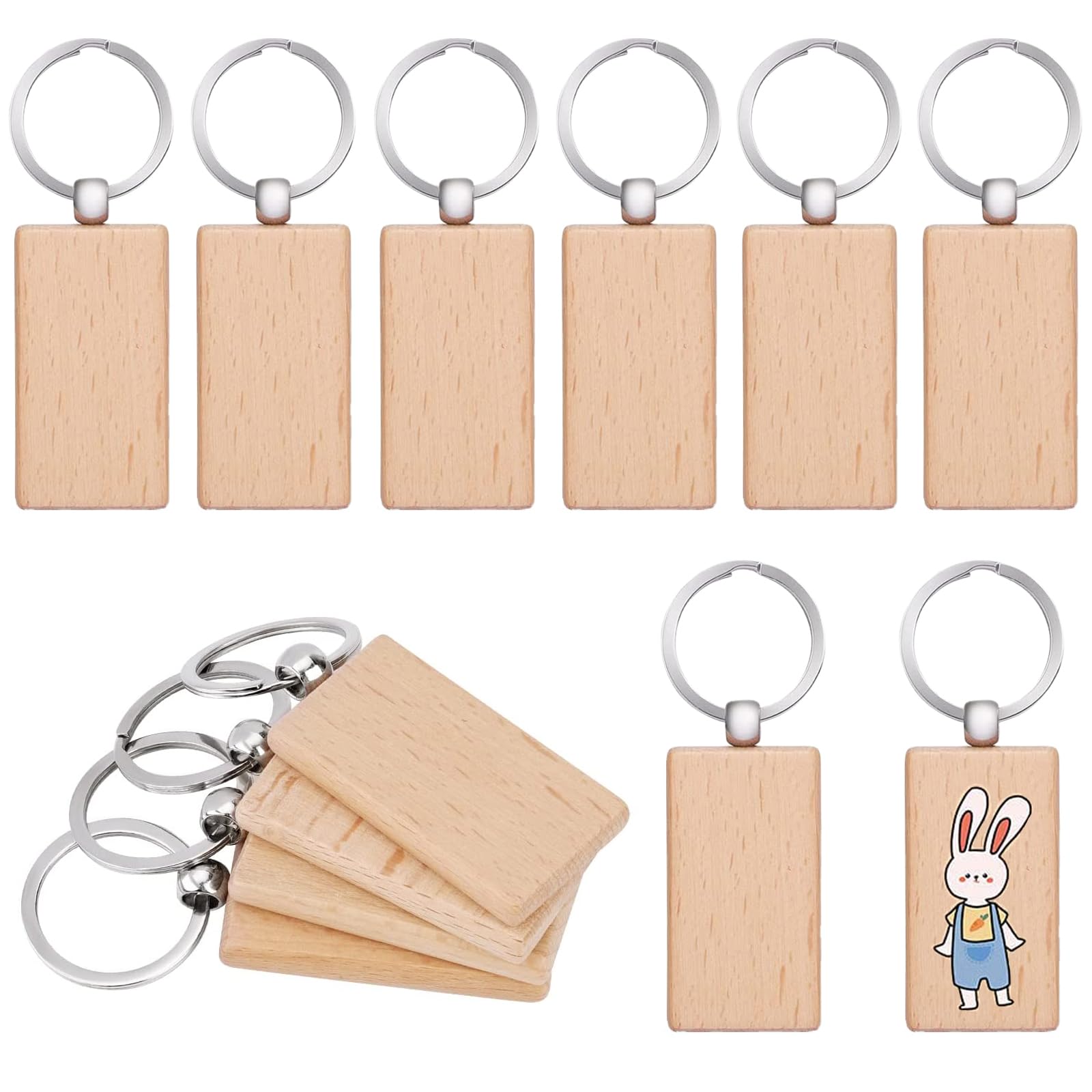 AMIUHOUN 100 Stuks Houten Blanks Ronde Houten Blanks DIY Houten Blanks Onvoltooide Houten Sleutelhanger Sleutelhanger B