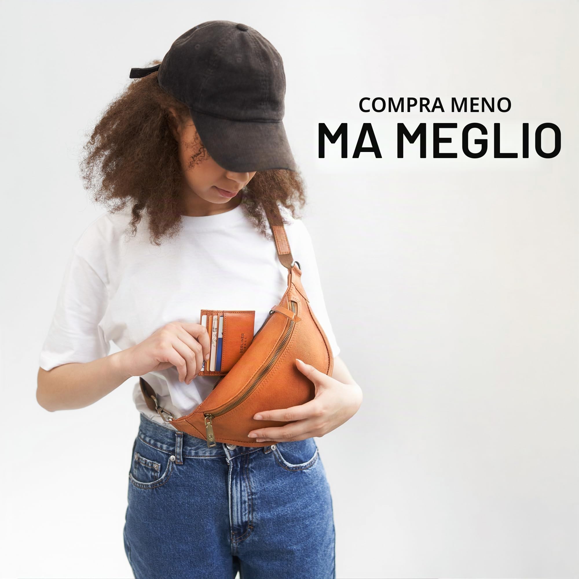 Berliner Bags Vintage Marsupio Donna Kai, Marsupio Uomo Pelle, Borsa Marsupio Donna Tracolla, Unisex - Marrone