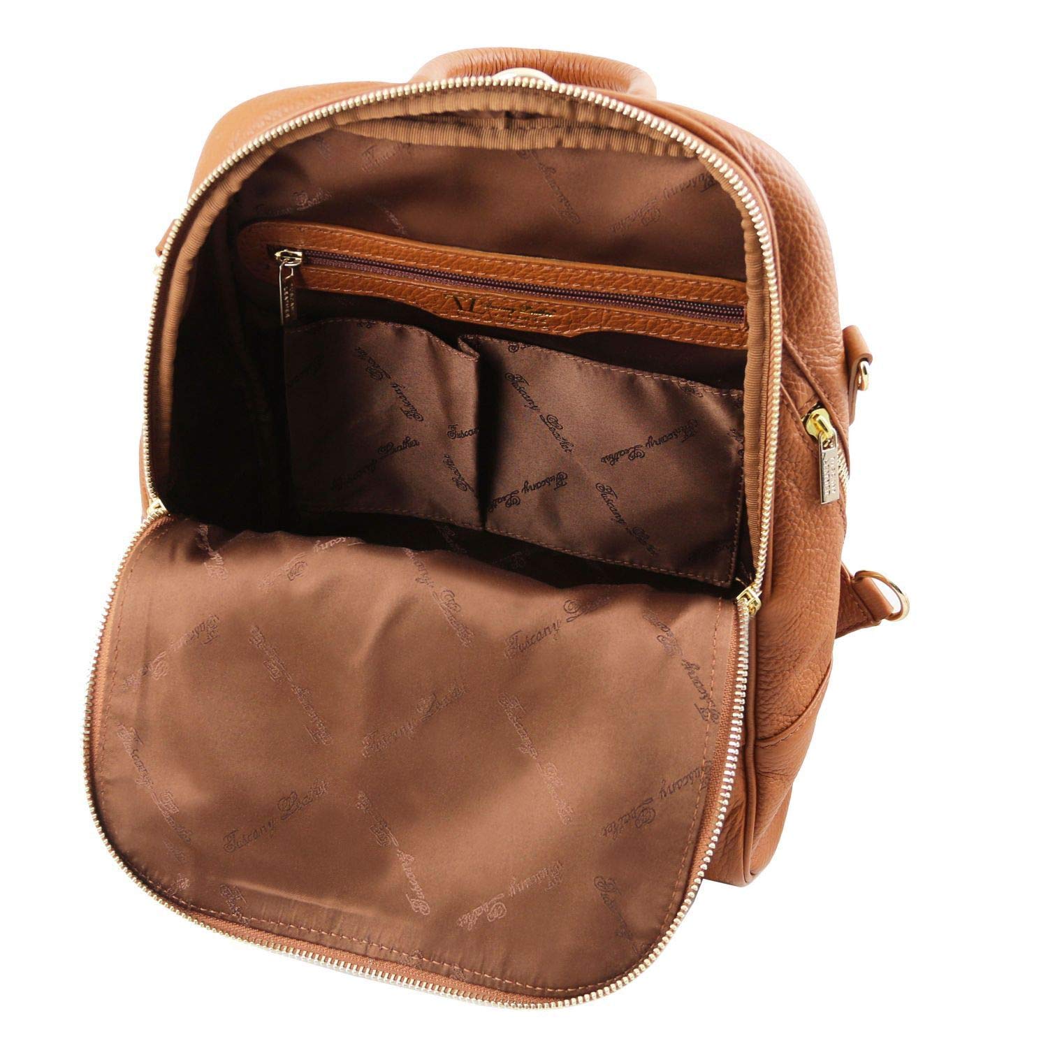 Tuscany Leather TLBag miękki skórzany plecak dla kobiet, Koniak, Rozmiar Uniwersalny