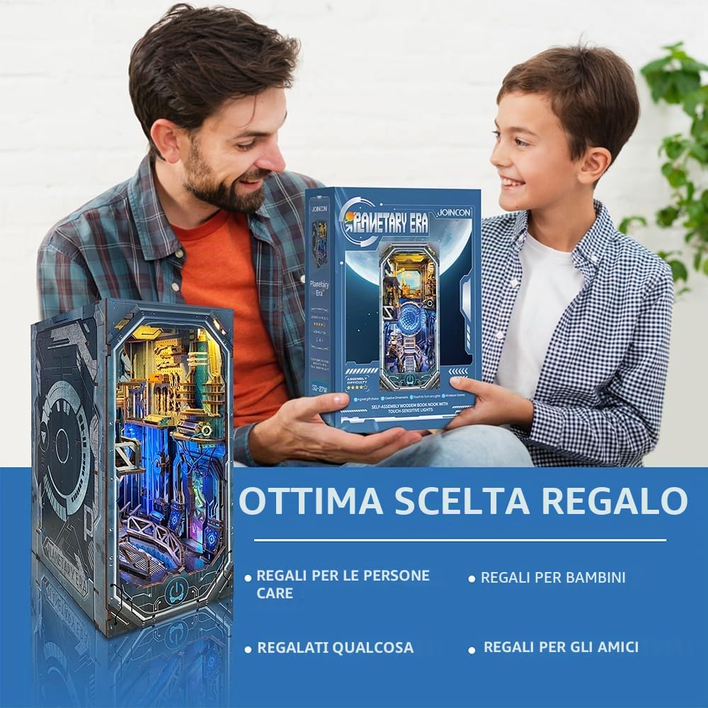 Cyberpunk Book Nook, kit fai da te per casa delle bambole, puzzle in legno 3D con decorazione futuristica a LED, decorazione per la casa di compleanno, Natale, per adolescenti e adulti