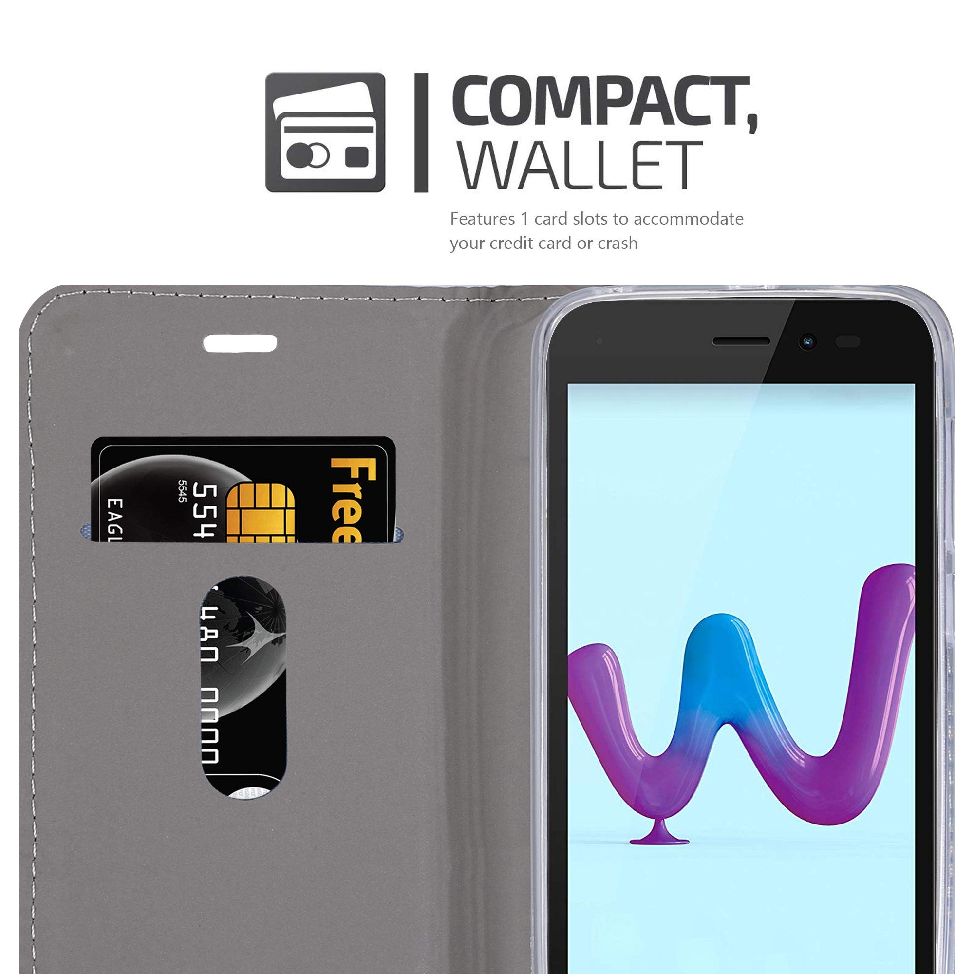 Cadorabo Custodia Libro Portafoglio Per Wiko Sunny 3 - Grigio Chiaro Marrone, Vani Carte, Stand E Chiusura Magnetica