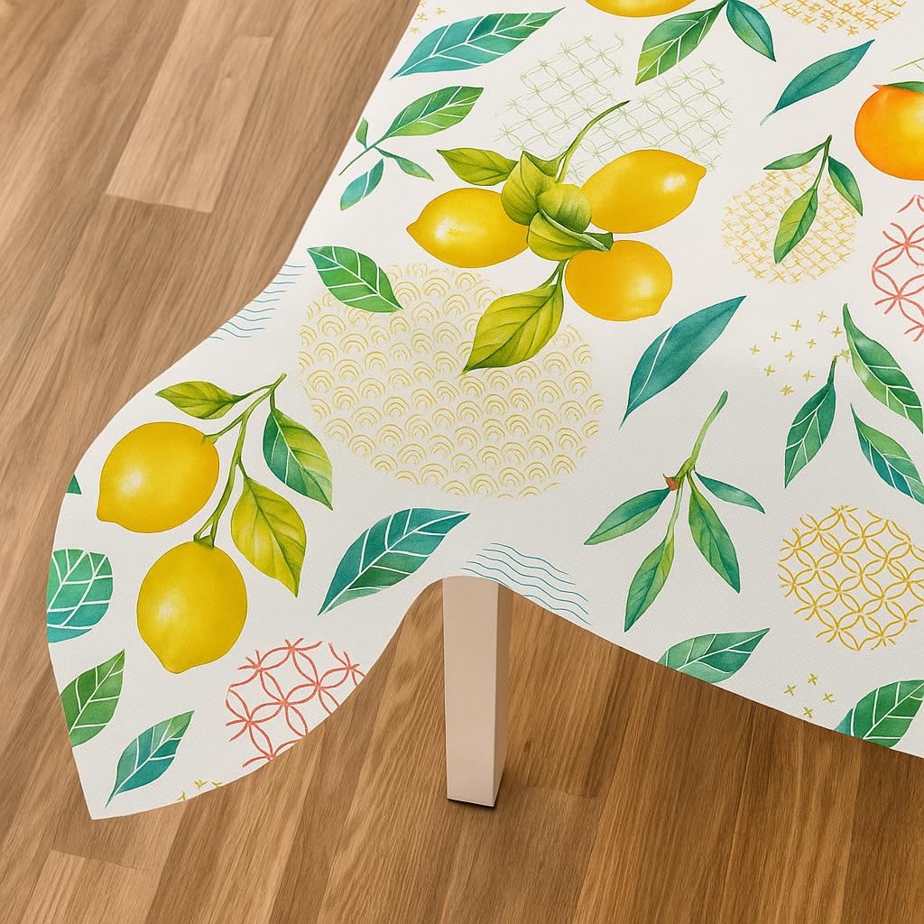 Mollettone Tavolo Fantasia [ANTISCIVOLO, ANTIMACCHIA] Copritavolo Gommato | Mollettone - Antigraffio - Antiurto - Lavabile | Larghezza Innovativa 140X360 - Limoni