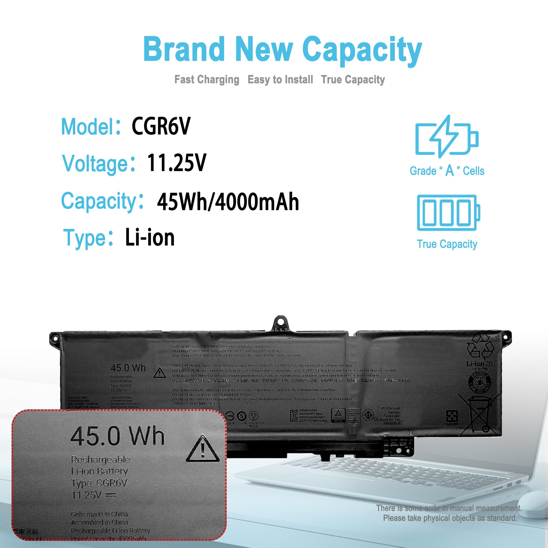 Amazon.com: 45Wh CGR6V Replacement Laptop Battery for Dell Pro 16