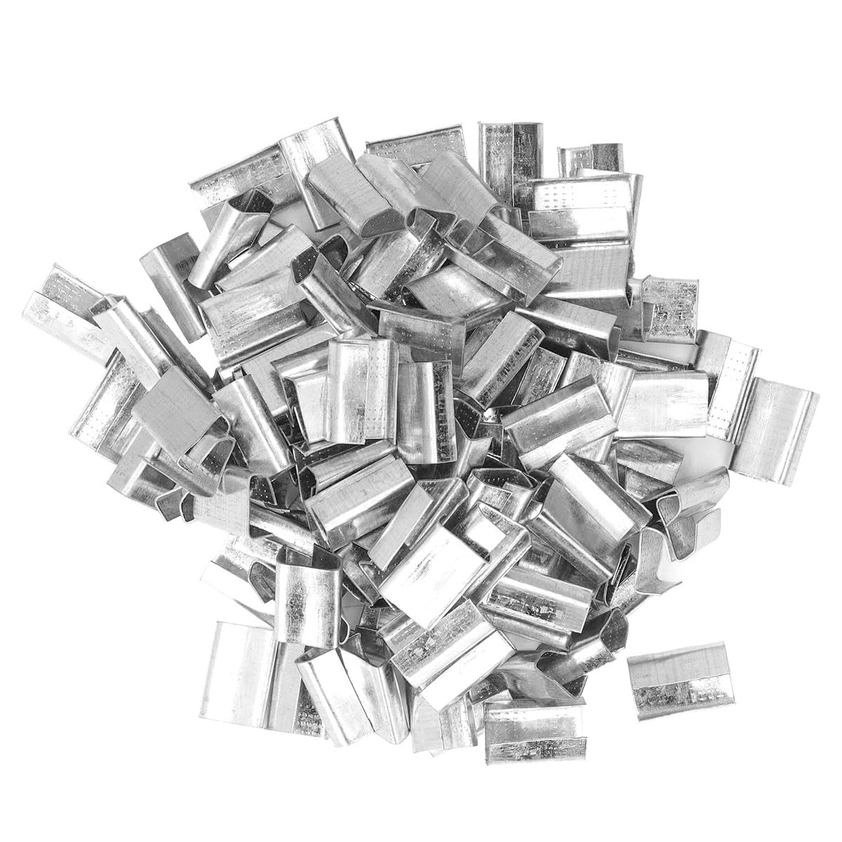 Muiltvoe 500g Metal Strapping Seals Banding Clips Galvanized Steel Open Seals Banding Clip for Polyester Strapping Packaging Tightening Clips 25x16mm