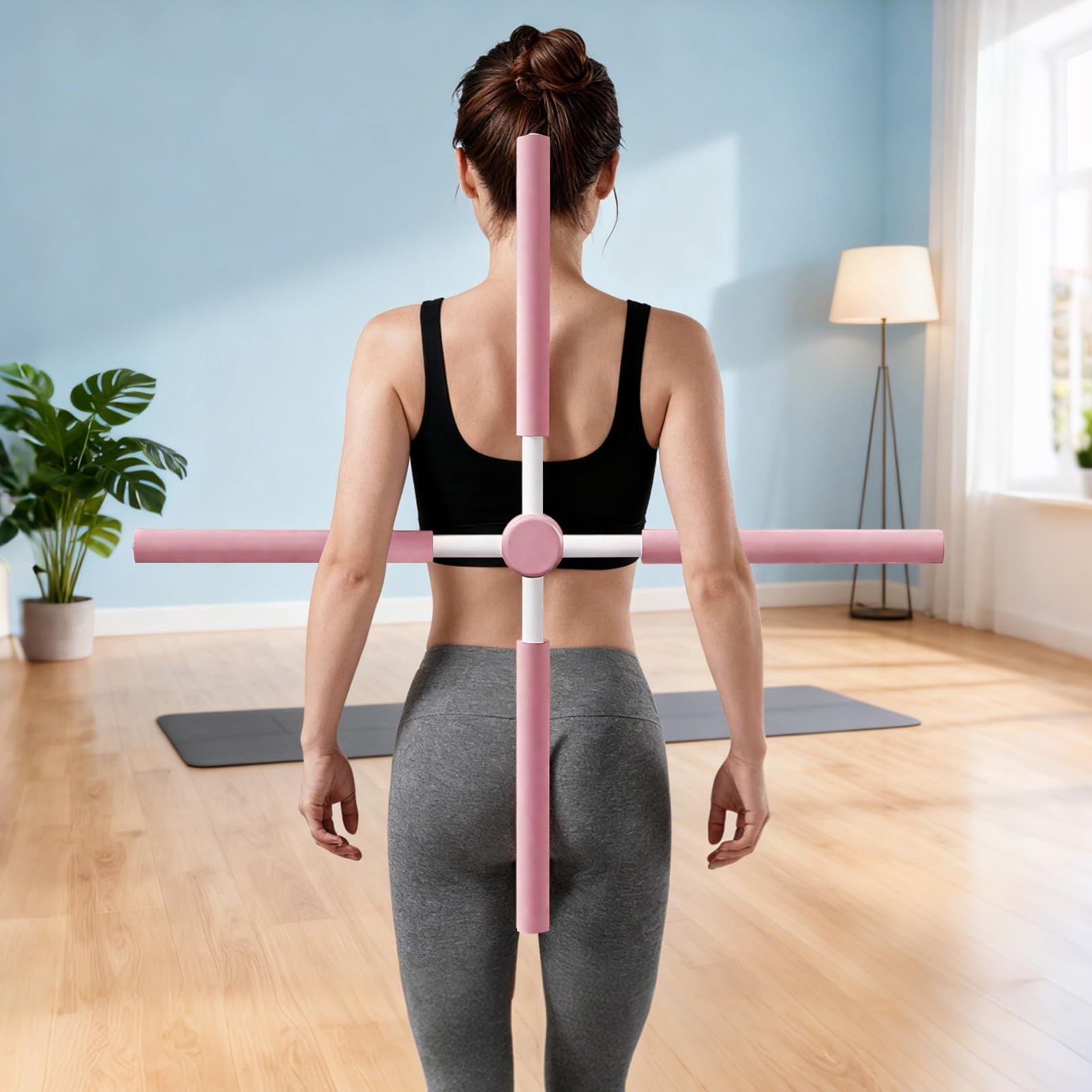 Haltungskorrektor Yoga Kreuzstab,Rückenstrecker Frauen,Nacken und Rücken Trainingsgerät für Zuhause Fitness - Für Zuhause Unterwegs Büro