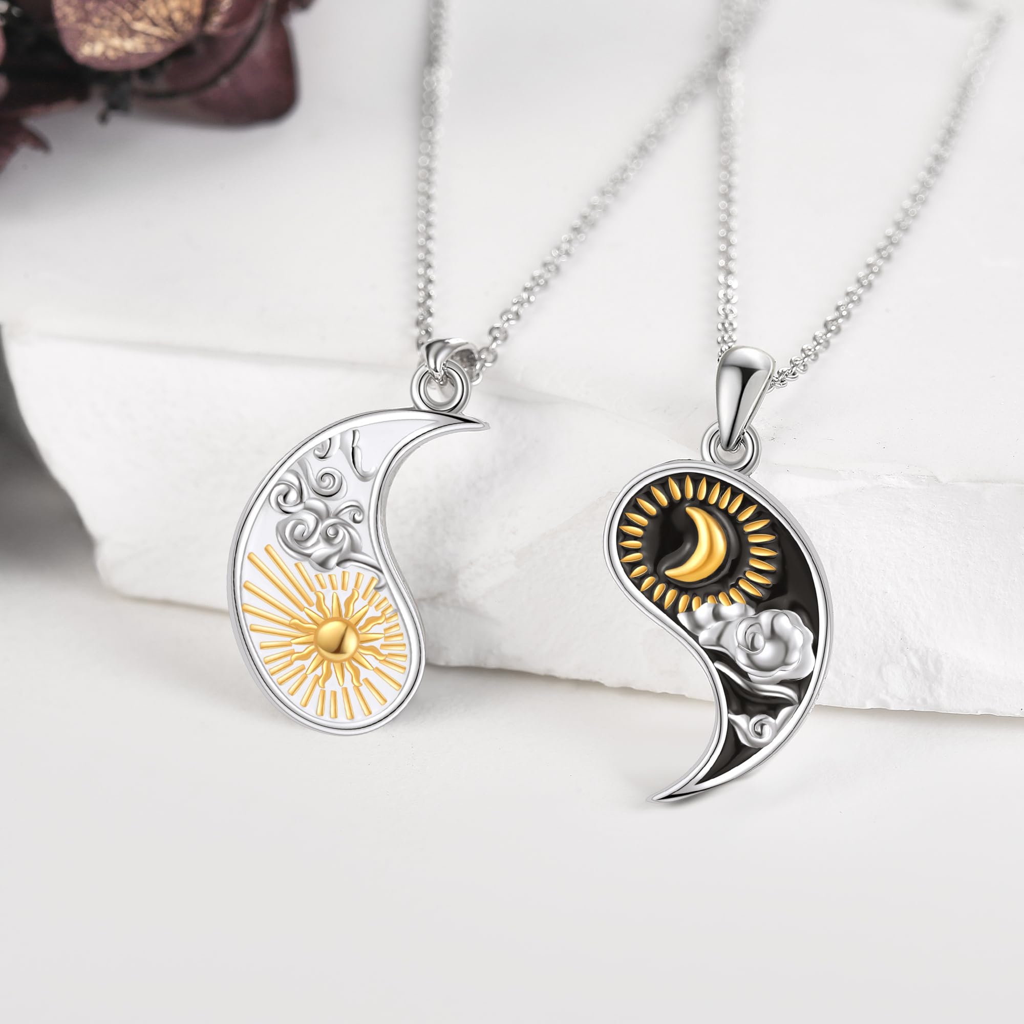 Passende Paar Halskette S925 Sterling Silber Yin Yang Paar Halskette Passende Paare Valentinstag Schmuck Geschenke für Frauen Männer