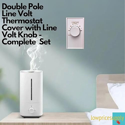 Miniatura 2 de Cubierta de termostato blanco de un solo polo con perilla de termostato de línea de voltios para estilo antiguo D22 - Cubierta de control HVAC y