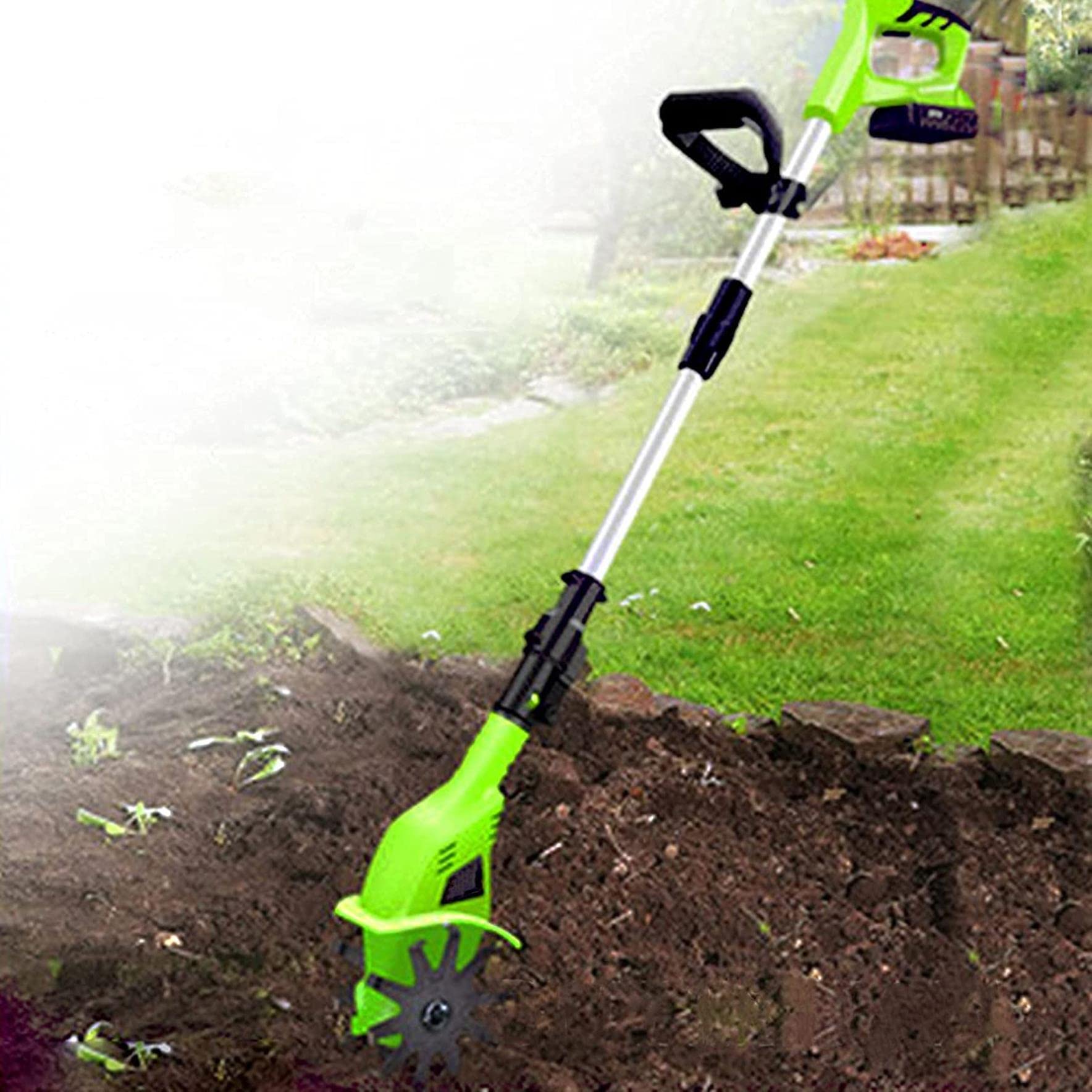 Amplificateur de Barre électrique sans Fil, motoculteur/cultivateur électrique sans Fil, Profondeur de Labour de 25 cm, poignée réglable, scarificateur portatif