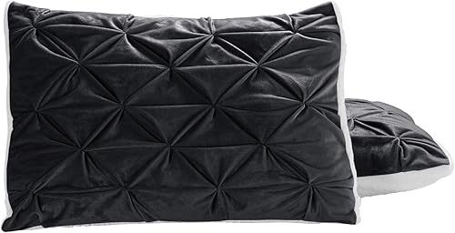 Miniatura 4 de Elegant Comfort Softest - Juego de edredón reversible de 3 piezas de microvisón de microvisón plisado y pellizco, tamaño KingCal King, color negro