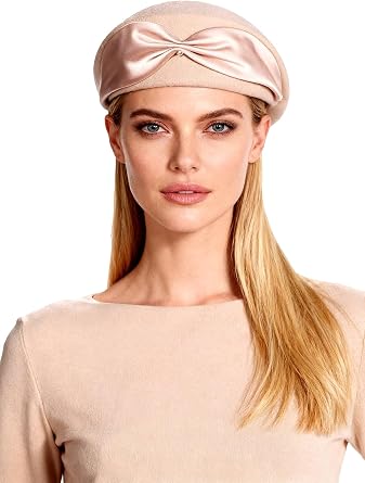 HIMESPORT Wool Felt Beret Hat for Women - Bowknot Bead Decor, Winter Church Tea Party Fascinator, Wedding Cocktail Dress