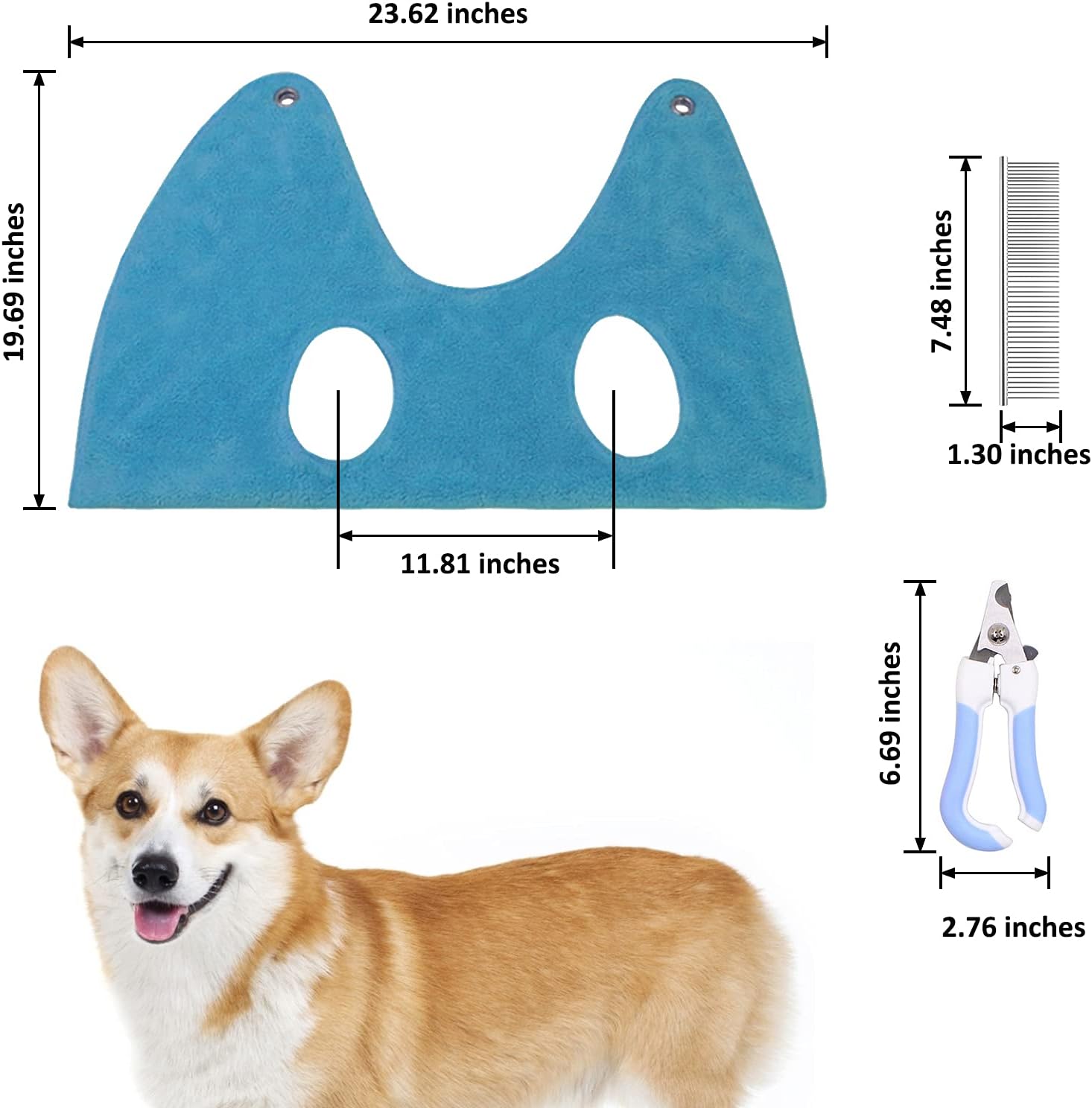 HACRAHO Dog Grooming Hammock, 3 Piece Dog Harness Hammock Dog Nail Clipper and Pet Steel Comb