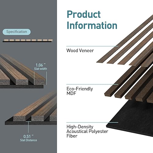 Miniatura 3 de UMIACOUSTICS Paneles de pared de madera, 2 paneles de difusión, paneles de 47.2 x 15.7 pulgadas, paneles a prueba de sonido para cine en casa y