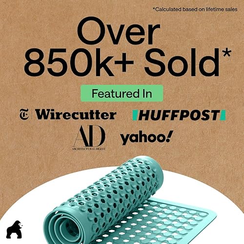 Miniatura 9 de Gorilla Grip - Alfombra de baño, ducha y bañera patentada, lavable a máquina, anti-bacteriana, sin BPA, látex, sin ftalatos, cuadrada, con agujeros